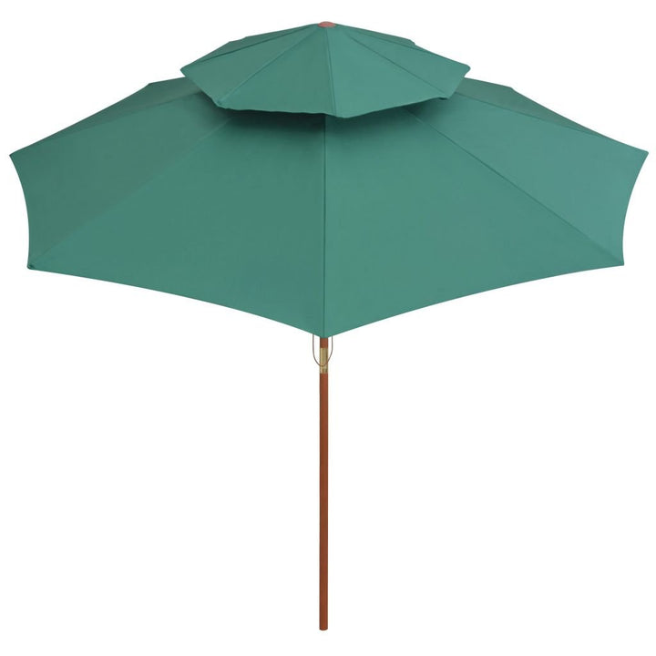 Sonnenschirm Doppeldeck 270x270 cm Polyester Grün mit Hartholzmast - Bild 3