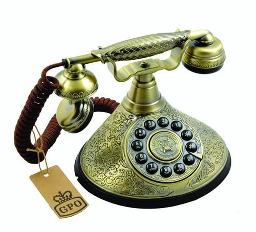 Retro Drucktastentelefon Vintage 1930er Design mit Textilschnur Bronze - Bild 4
