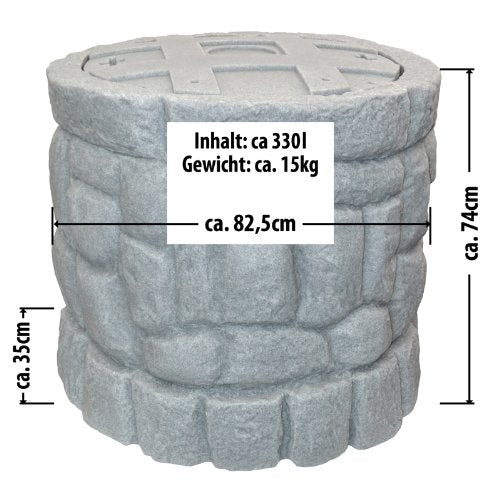Regentonne 330 Liter Sandstein mit Fallrohrfilter und Wasserhahn - Bild 2