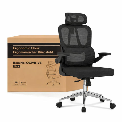 Bürostuhl Ergonomisch Netzrücken Klappbare Armlehnen 130 kg