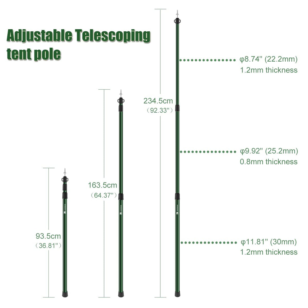 Teleskop-Zeltstangen Aluminium 90–230 cm für Plane und Markise - Bild 2