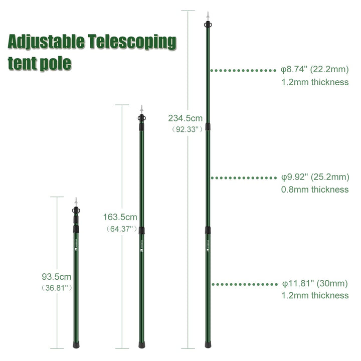 Teleskop-Zeltstangen Aluminium 90–230 cm für Plane und Markise - Bild 2