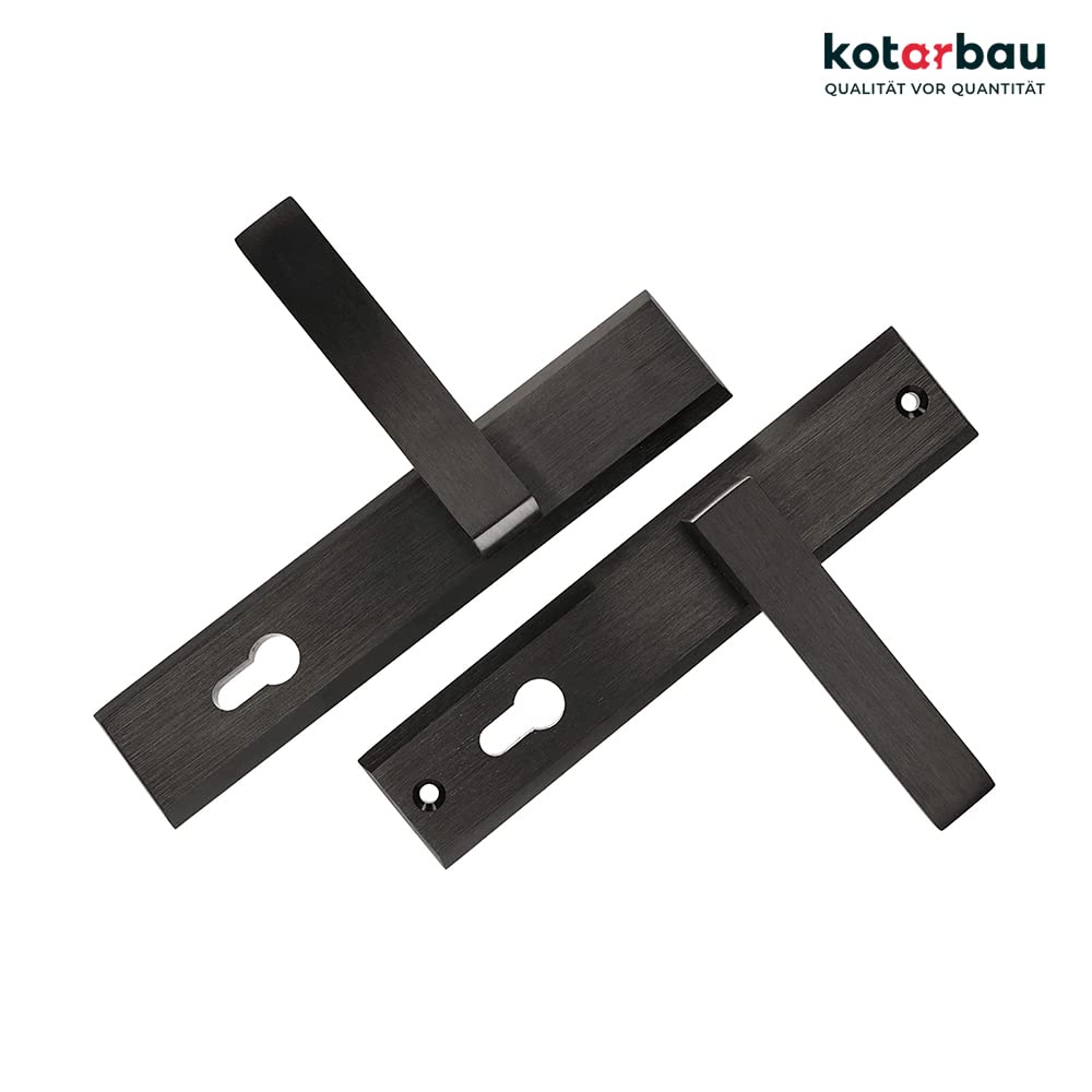 Türdrückerset Langschild 72mm Zamak Schwarz Matt für Innen+Aussen - Bild 6