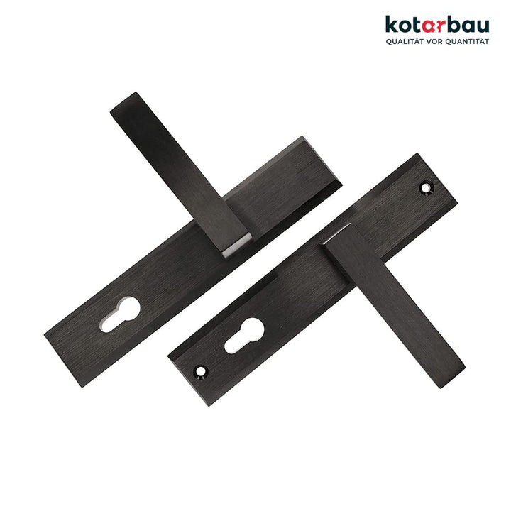 Türdrückerset Langschild 72mm Zamak Schwarz Matt für Innen+Aussen - Bild 6