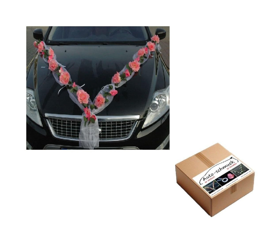 Hochzeit Autoschmuck Rosen-Orchideen-Girlande Rosa 2er-Set