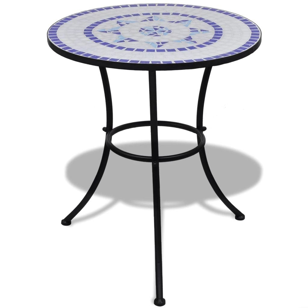 Mosaiktisch Rund Keramik Blau-Weiss 60x70 cm Garten Balkon