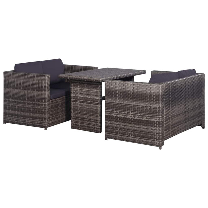 Poly-Rattan Gartensofa-Set 11-tlg. Grau mit Tisch und Kissen - Bild 8