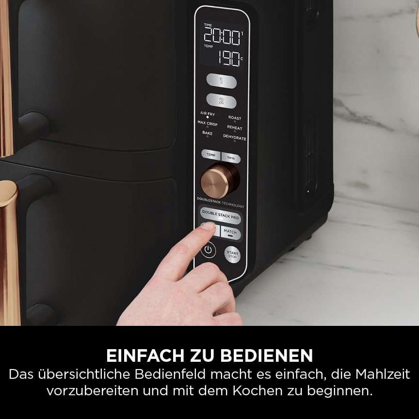Heissluftfritteuse 9,5 L mit 2 Schubladen 4 Garebenen Schwarz/Kupfer - Bild 10