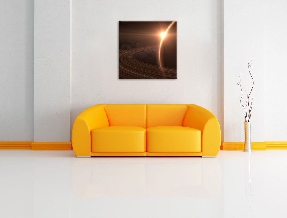 Leinwandbild Saturn im Weltall quadratisch 70x70 cm fertig bespannt - Bild 2