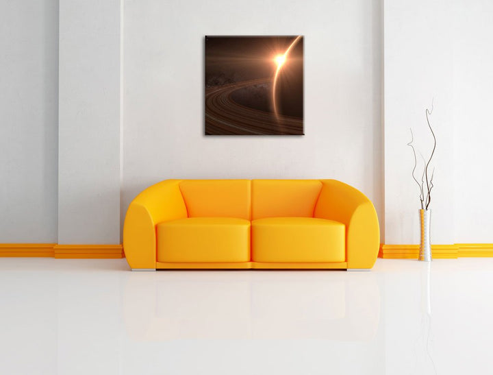 Leinwandbild Saturn im Weltall quadratisch 70x70 cm fertig bespannt - Bild 2
