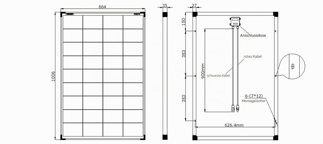 Solarmodul Polykristallin 100W 12V für Wohnmobil, Boot &amp; Gartenhaus - Bild 4