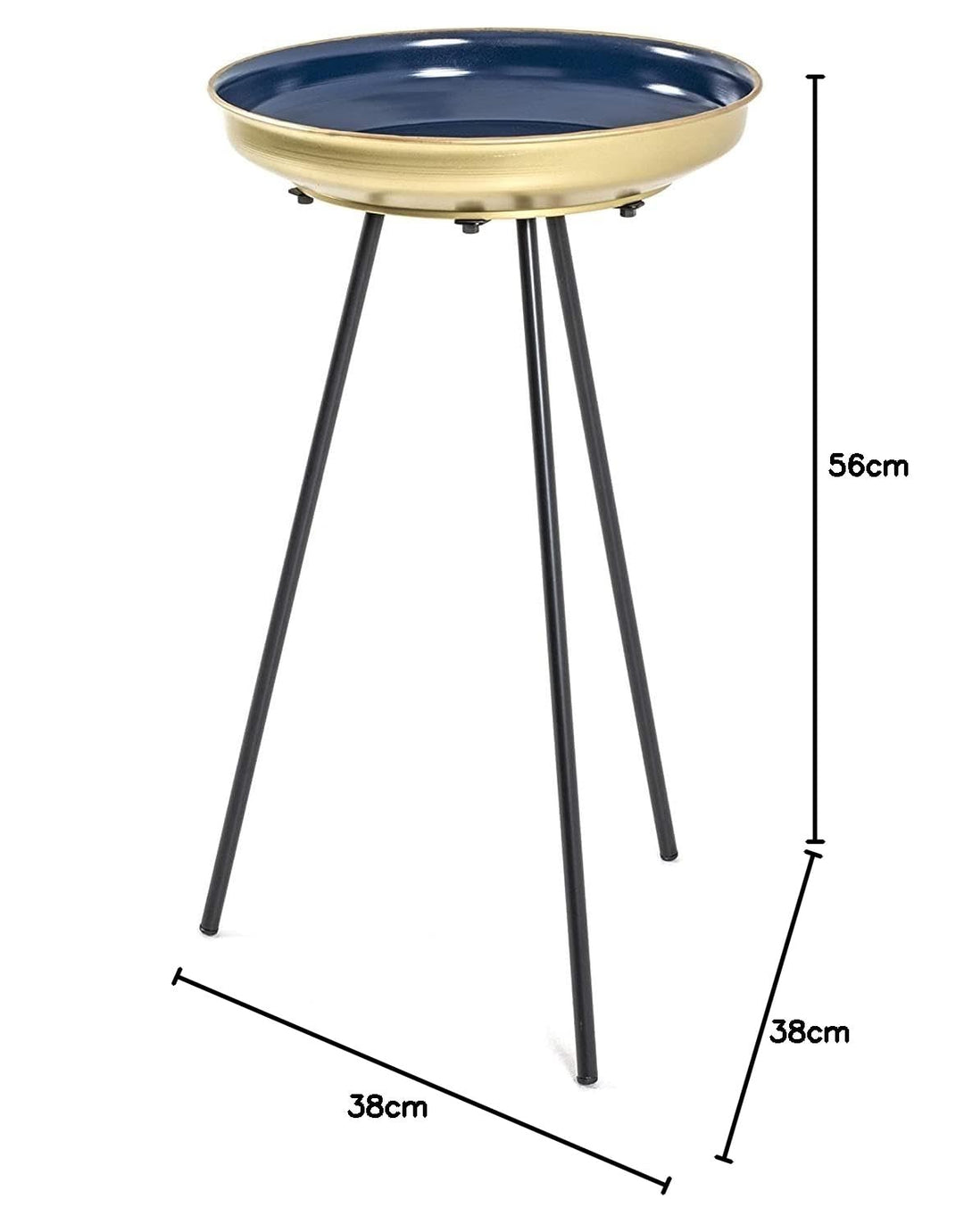 Beistelltische 2er-Set rund Metall schwarz-gold Art Deco 56/66 cm - Bild 3