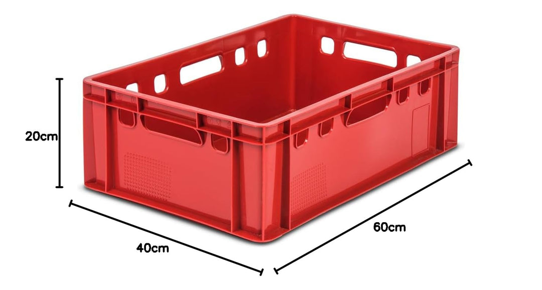 Fleischerkiste Kunststoff HDPE rot stapelbar 60x40x20 cm 5er-Set - Bild 10
