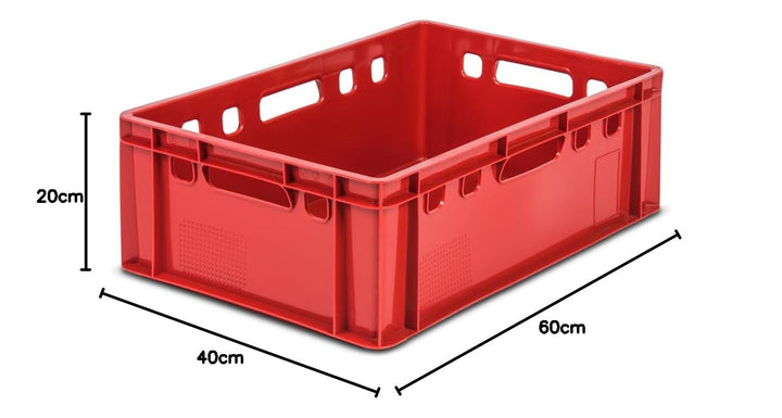 Fleischerkiste Kunststoff HDPE rot stapelbar 60x40x20 cm 5er-Set - Bild 10