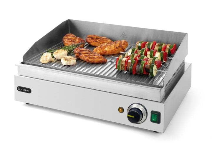 Elektro-Tischgrill gerillte Platte 518x328mm 2400W bis 300°C - Bild 5