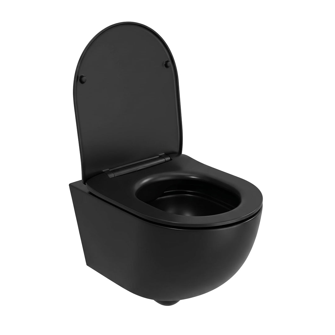 Wand-WC spülrandlos Schwarz matt mit Soft-Close Sitz 360x480x375 mm - Bild 8