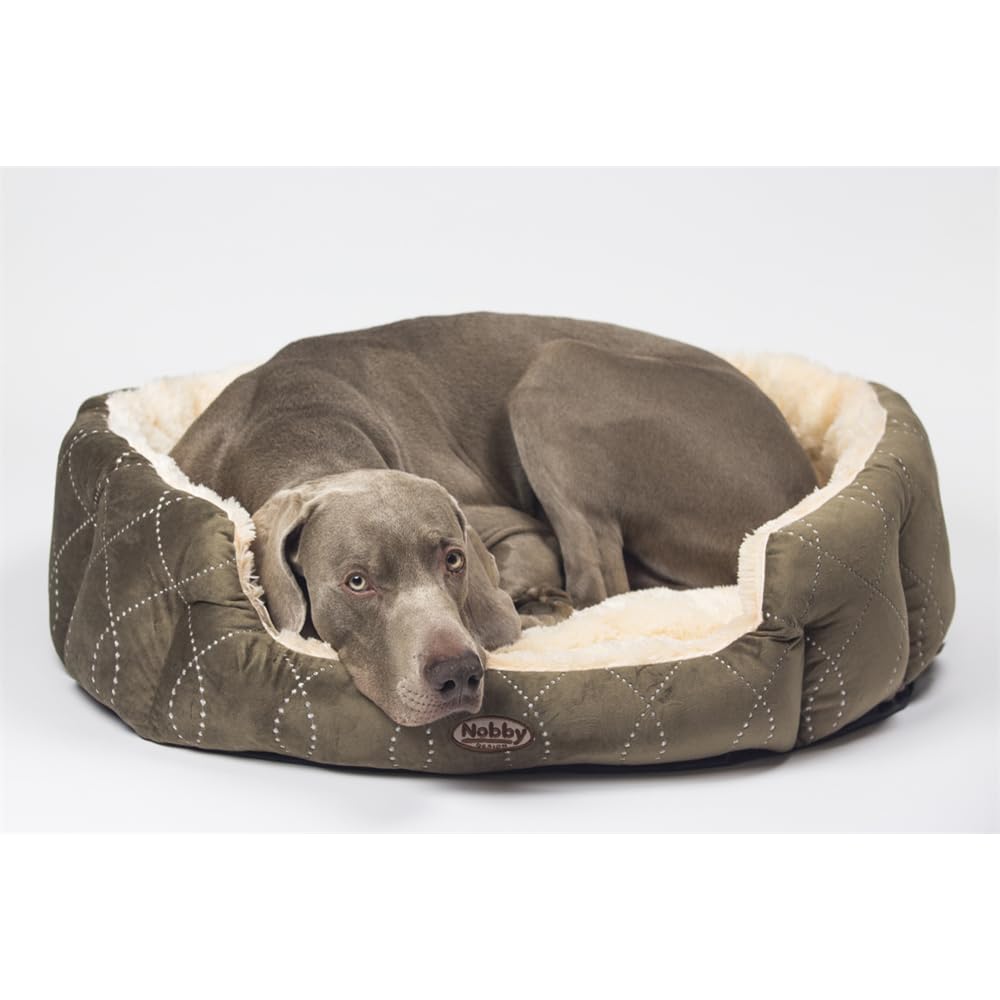 Hundebett oval mit Wendekissen Softplüsch 66x57x22 cm braun - Bild 3