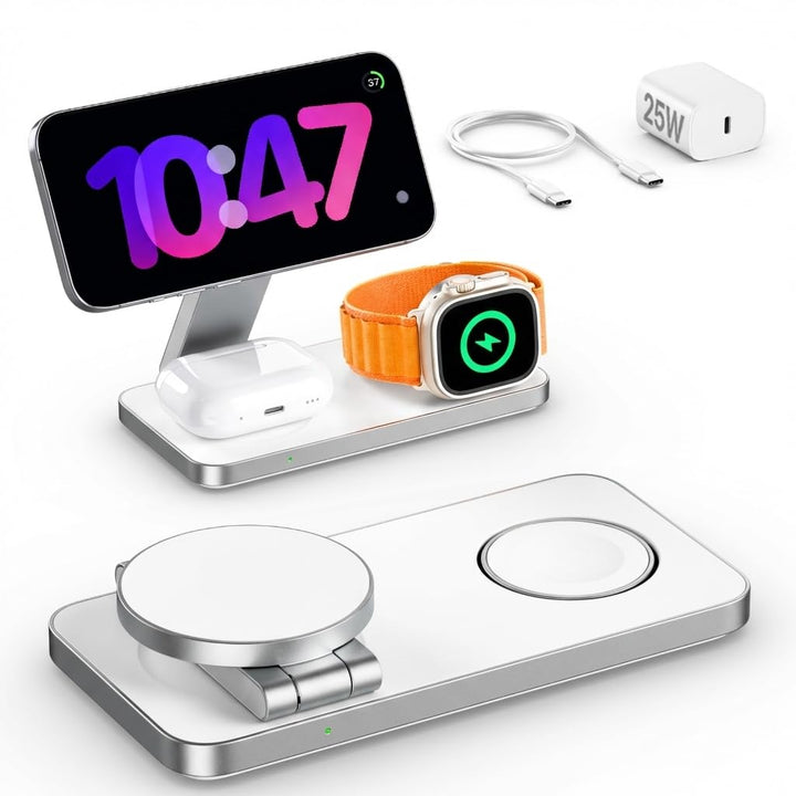 3-in-1 Ladestation Qi2.2 25W fuer iPhone, Apple Watch und AirPods