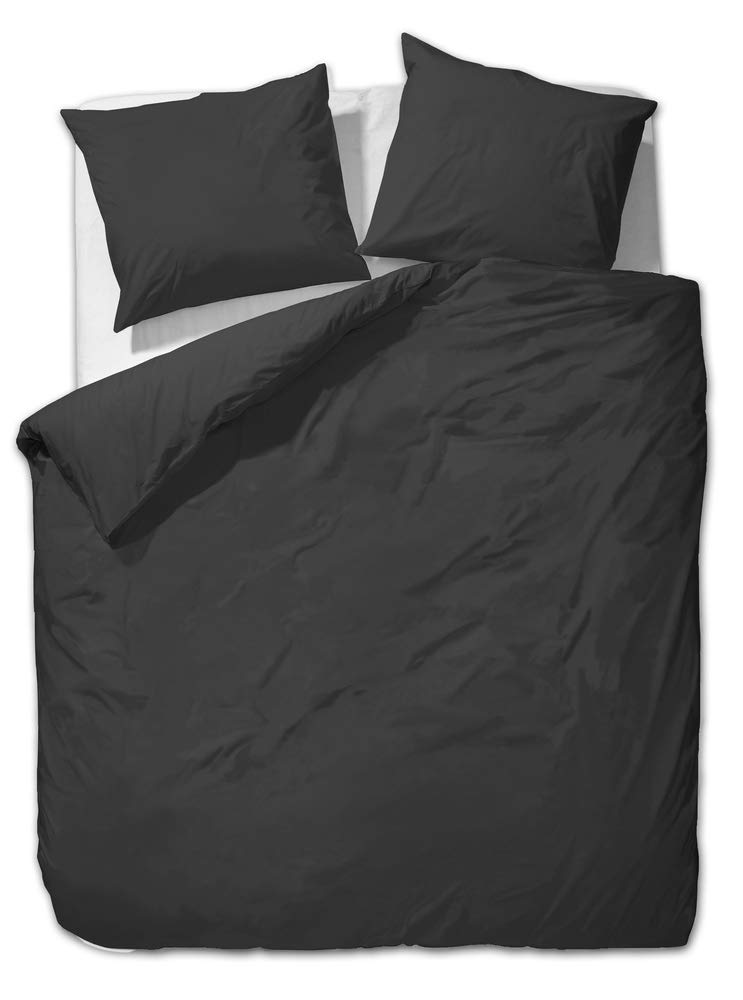 Mako-Satin Bettwäsche 200x200 cm Schwarz 100% Baumwolle mit Reissverschluss