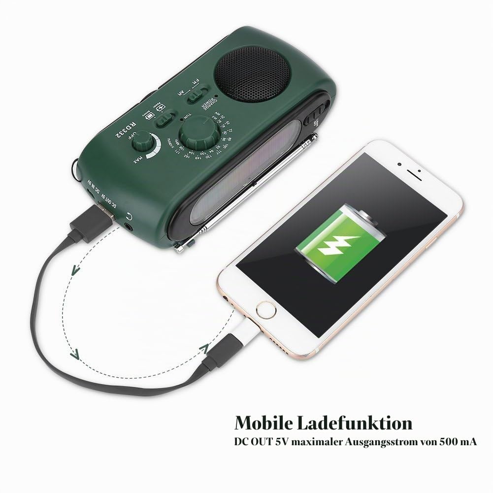 Notfallradio Solar Kurbel AM/FM mit LED-Taschenlampe und SOS-Alarm - Bild 7