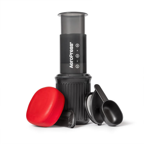 Reise-Kaffeepresse AeroPress Go Grau All-in-One mit Becher