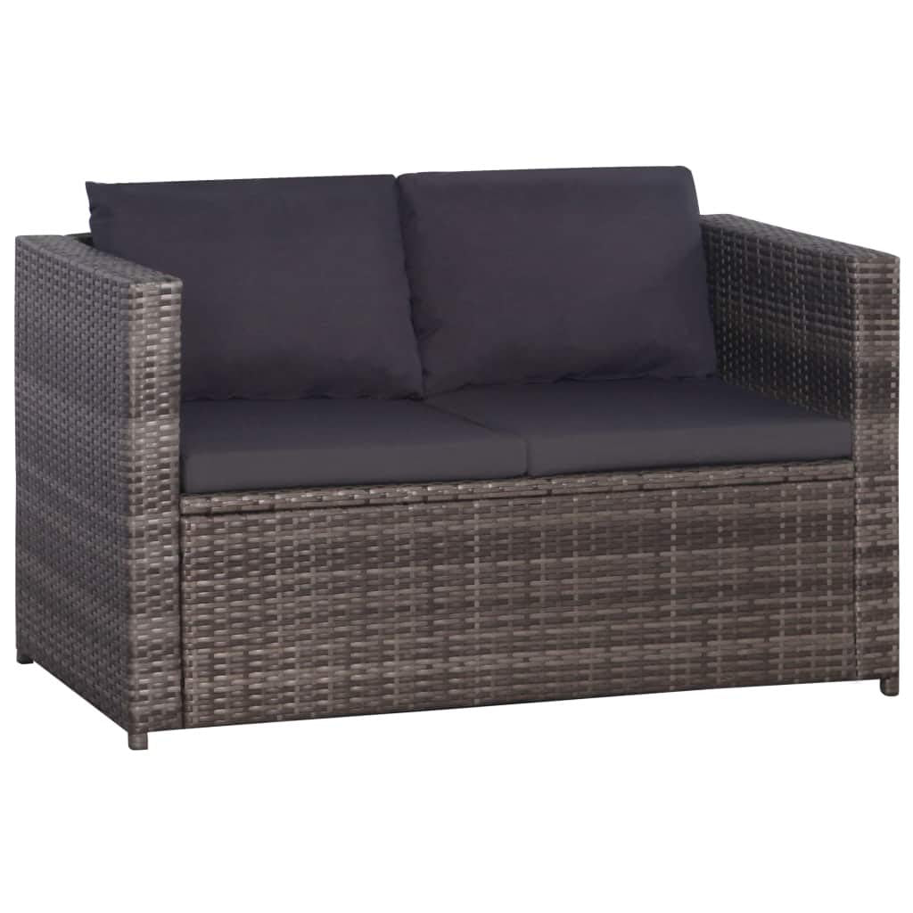 Poly-Rattan Gartensofa-Set 11-tlg. Grau mit Tisch und Kissen - Bild 4