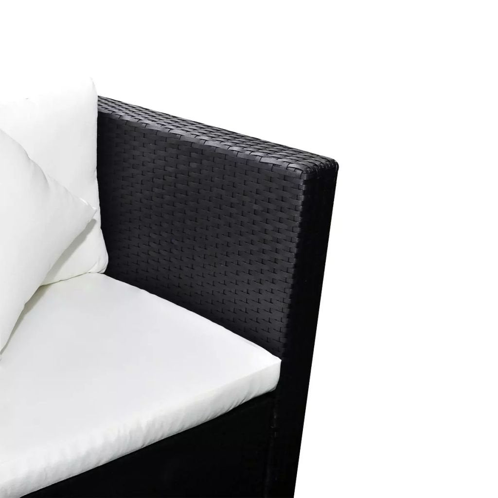 Rattan Lounge Set 5-teilig Schwarz mit Glasstisch für Garten Terrasse - Bild 3