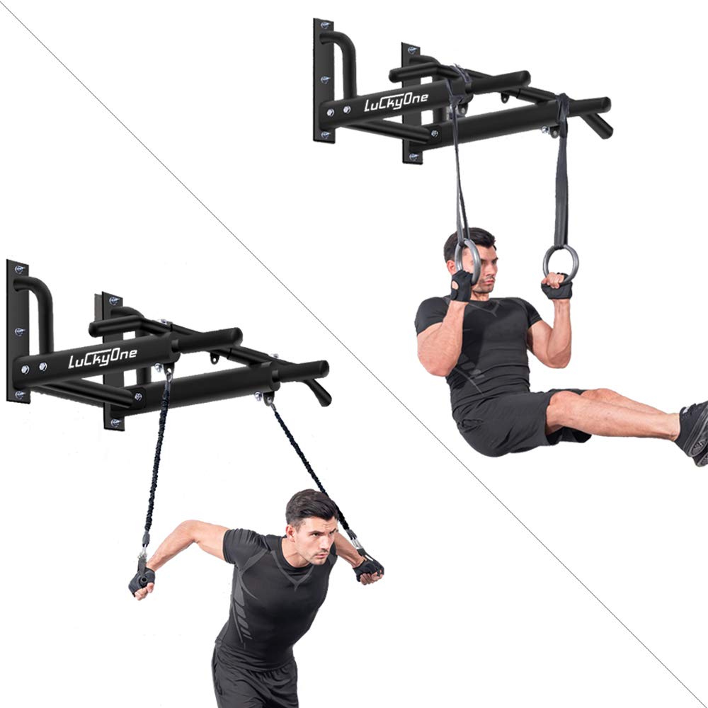 Klimmzugstange Wandmontage Stahl 200 kg mit 3 Ösen und 6 Griffen - Bild 3