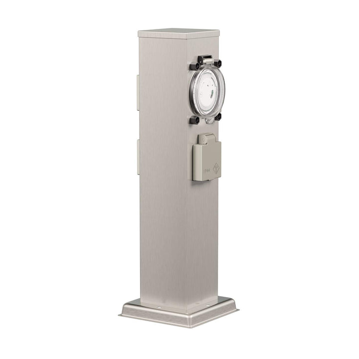 Steckdosensäule Garten Edelstahl 3-fach IP44 mit Zeitschaltuhr 40cm