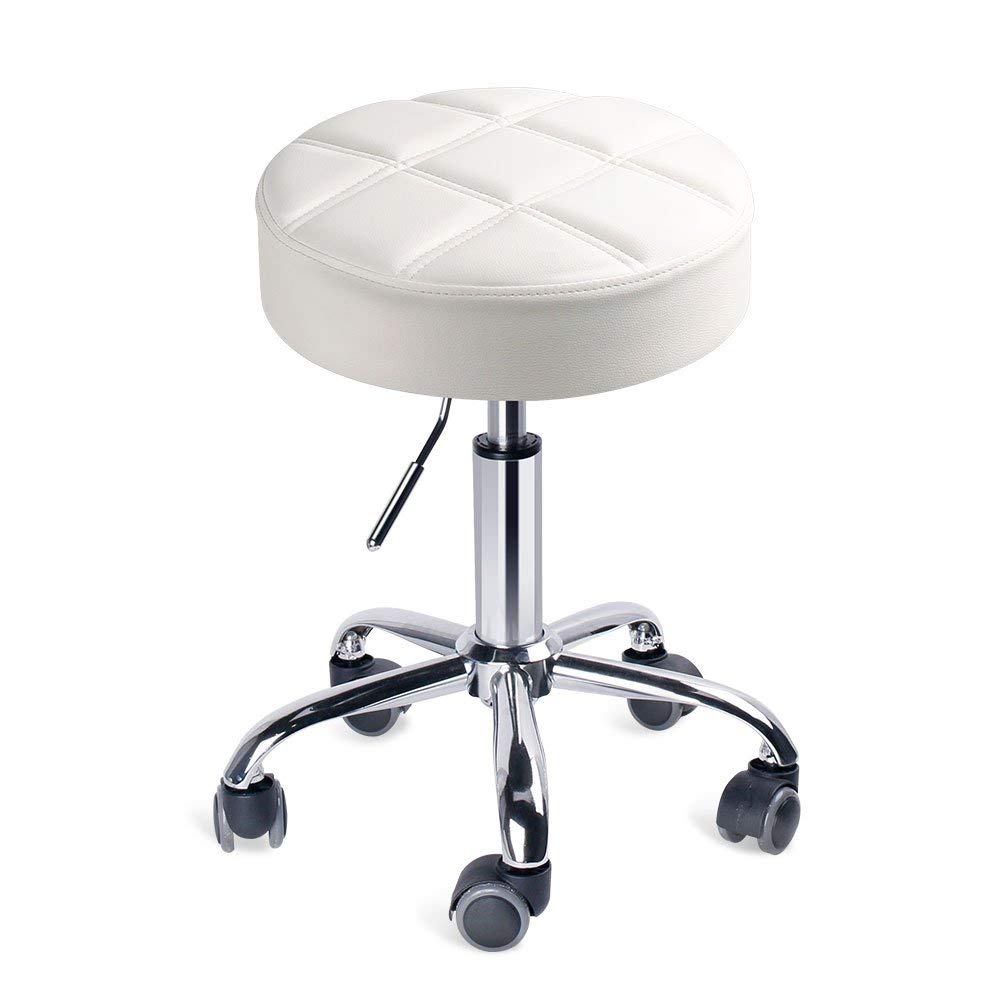 Rollhocker höhenverstellbar rund Kunststoff Weiß Ø35cm