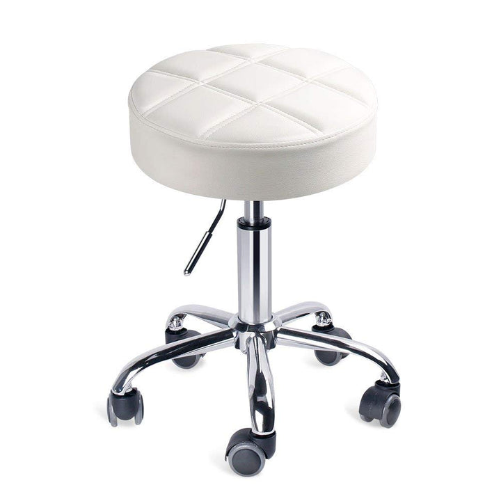 Rollhocker höhenverstellbar rund Kunststoff Weiß Ø35cm