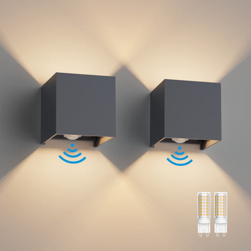 Aussenlampe mit Bewegungsmelder Aluminium Anthrazit 2er-Set 3000K
