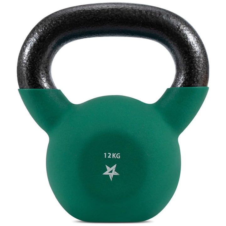 Kettlebell Gusseisen neoprenbeschichtet 12 kg für Krafttraining