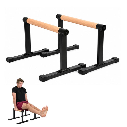 Parallettes Push-Up-Barren Holzgriff Stahl 50x30 cm Calisthenics