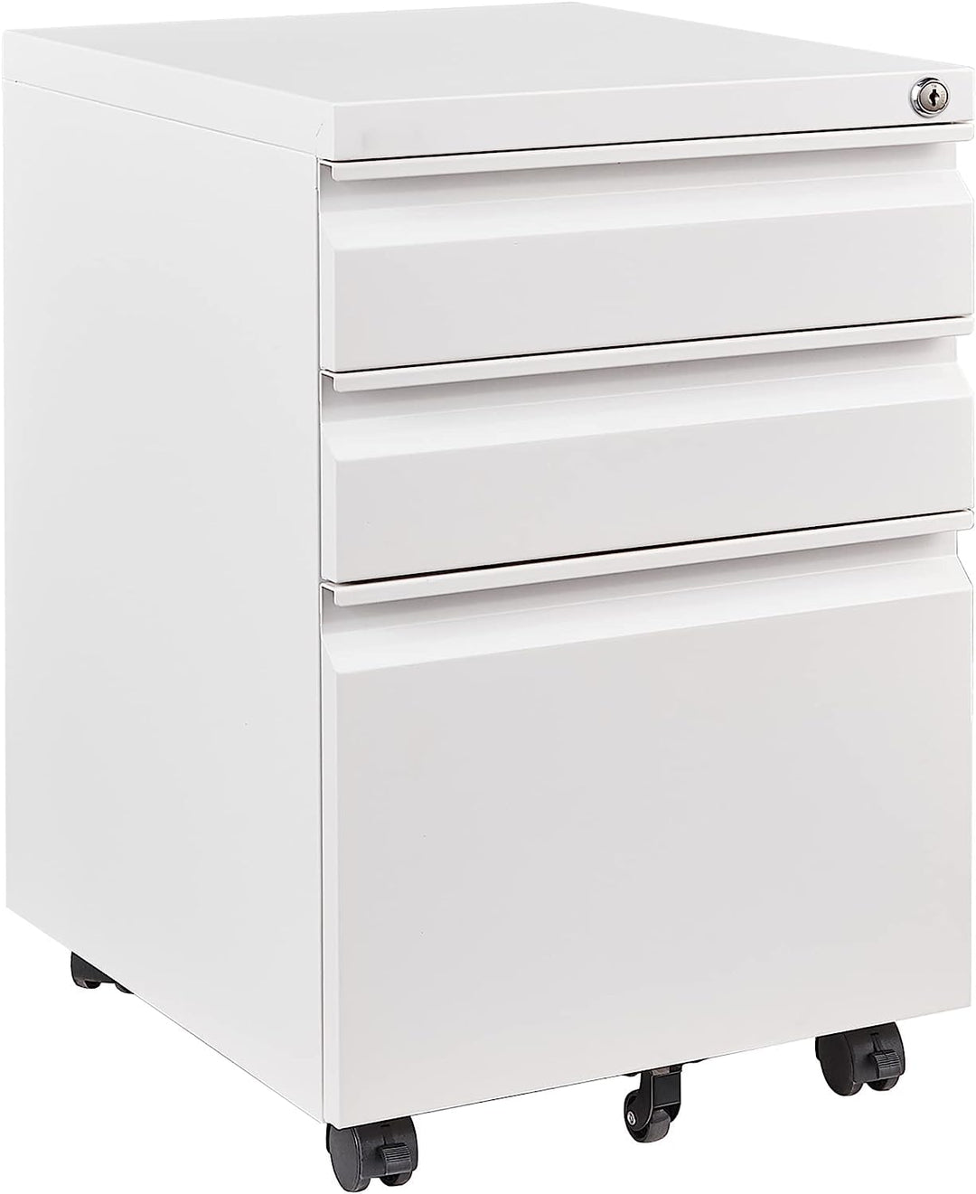 Rollcontainer Stahl abschliessbar 3 Schubladen 39x50x62 cm Weiss