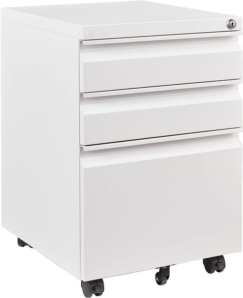 Rollcontainer Stahl abschliessbar 3 Schubladen 39x50x62 cm Weiss