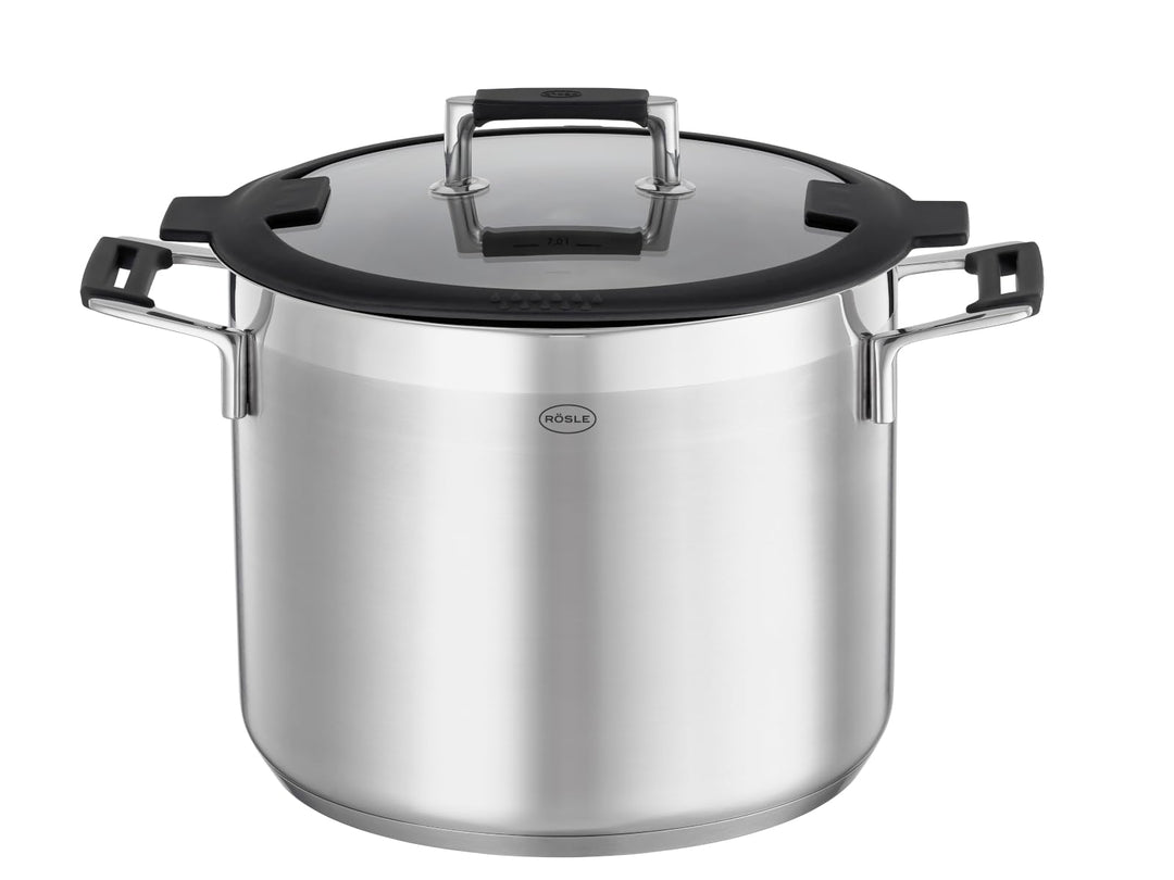 Suppentopf 24 cm Edelstahl 8,7 l mit Glasdeckel für Induktion