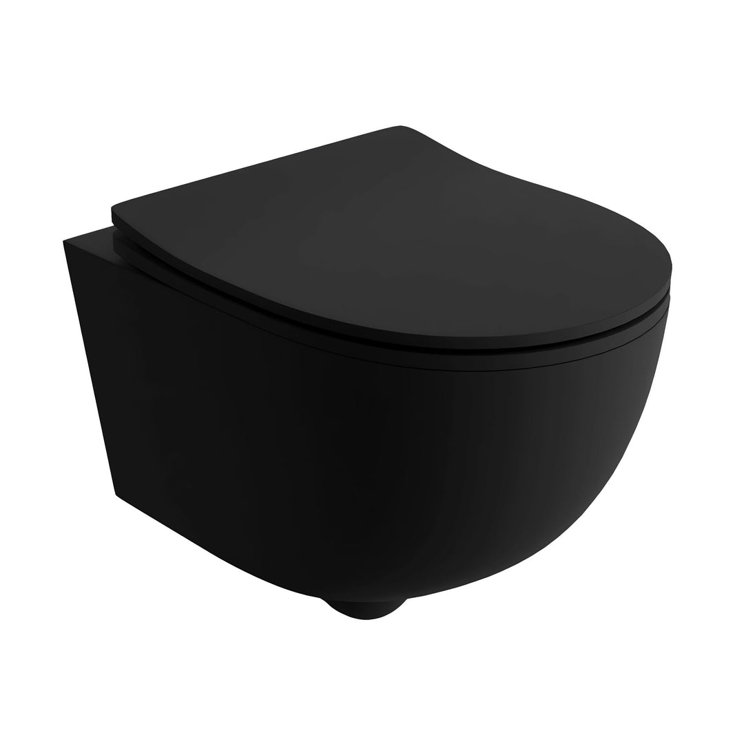 Wand-WC spülrandlos Schwarz matt mit Soft-Close Sitz 360x480x375 mm