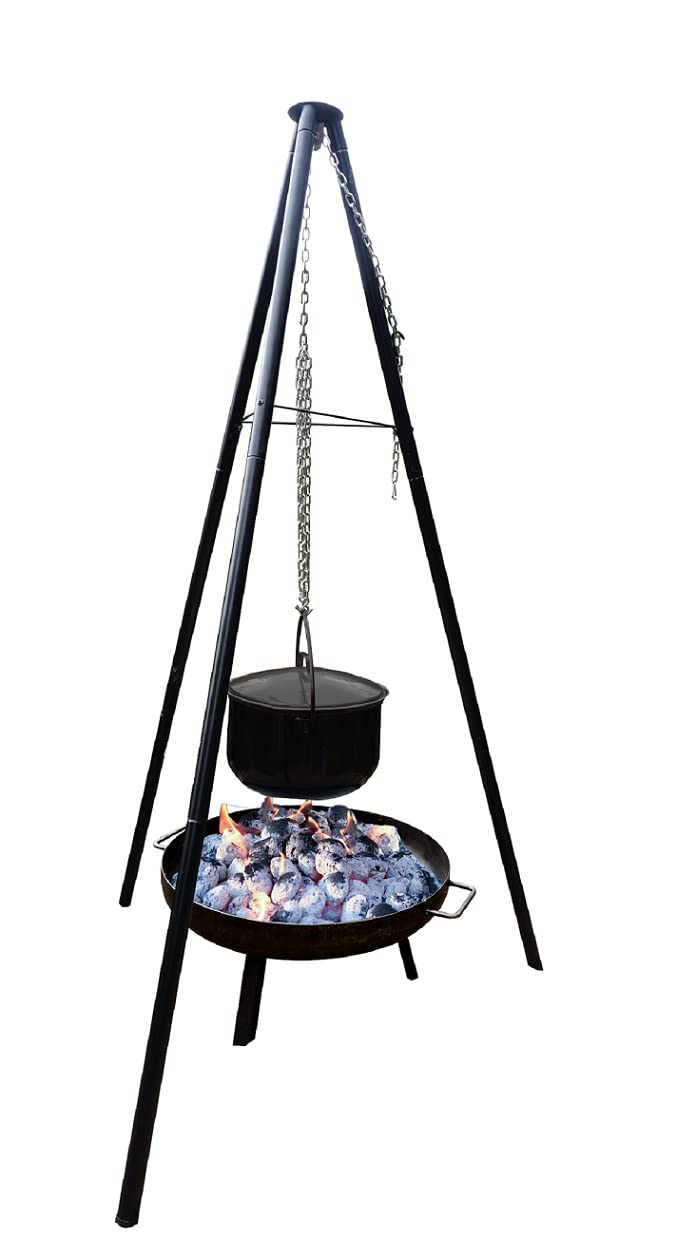 Schwenkgrill Set 4-in-1 mit Feuerschale 60cm Ø Emailletopf 15L - Bild 2