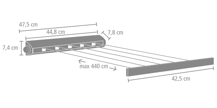 Wäscheleine ausziehbar Edelstahl 22 m für Bad und Wäschekeller - Bild 4