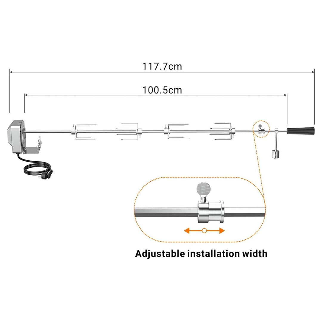 Grillspieß Rotisserie-Set verchromt 100cm für Gasgrills bis 10kg - Bild 2
