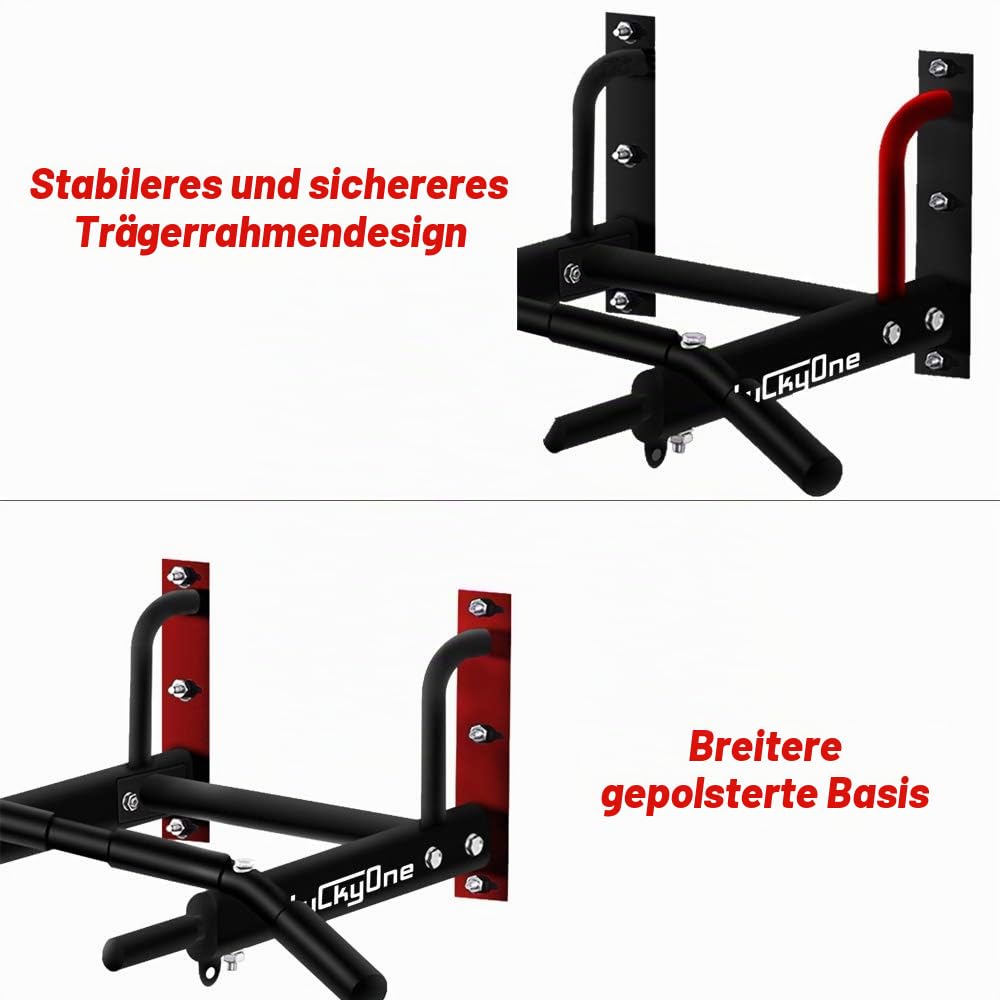 Klimmzugstange Wandmontage Stahl 200 kg mit 3 Ösen und 6 Griffen - Bild 5