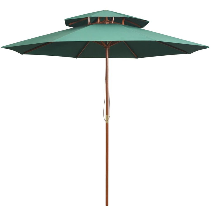 Sonnenschirm Doppeldeck 270x270 cm Polyester Grün mit Hartholzmast - Bild 7