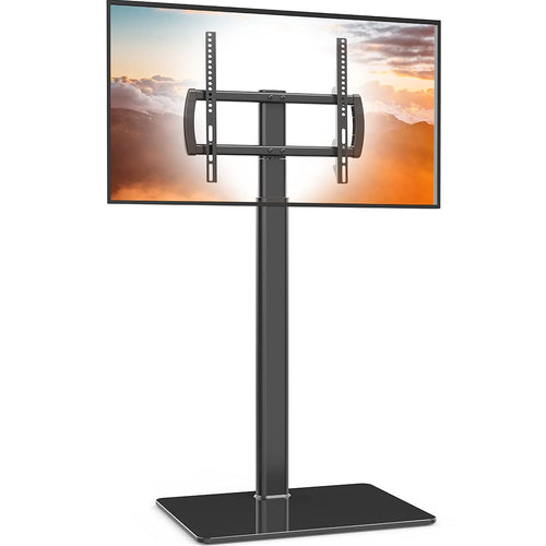 TV Bodenständer 27–65 Zoll schwenkbar 80° mit Glasfuss bis 40 kg