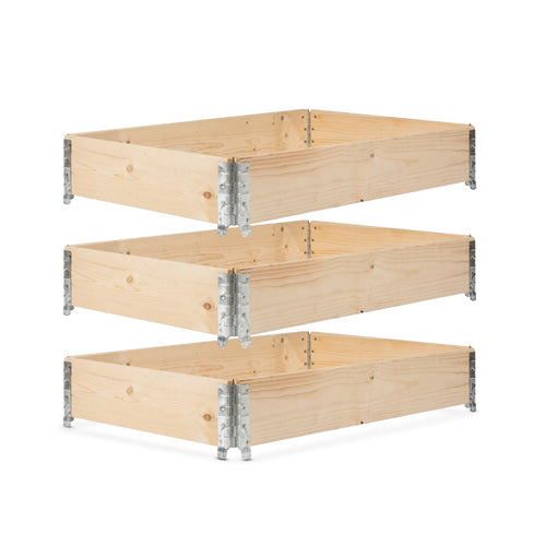 Hochbeet Holz 120x80x20 cm 3er-Set stapelbar für Europalette