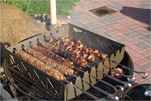 Spießaufsatz Edelstahl 40x35cm Kebabgrill Set mit 7 Grillspiessen - Bild 4
