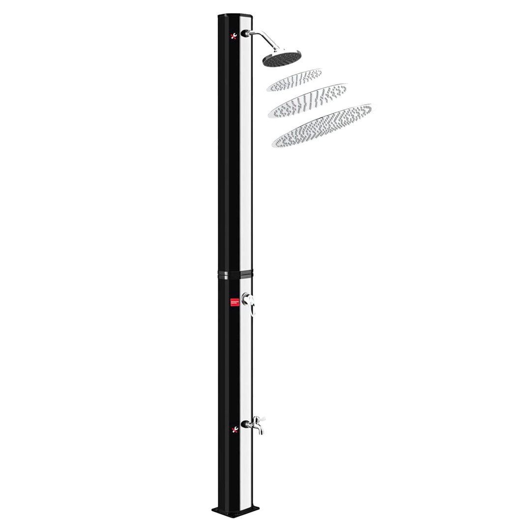 Solar Gartendusche 35 L Edelstahl-Duschkopf Ø 300 mm mit Fussdusche