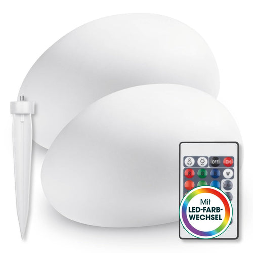 Solar Dekosteine LED 2er-Set mit Farbwechsel Fernbedienung IP67