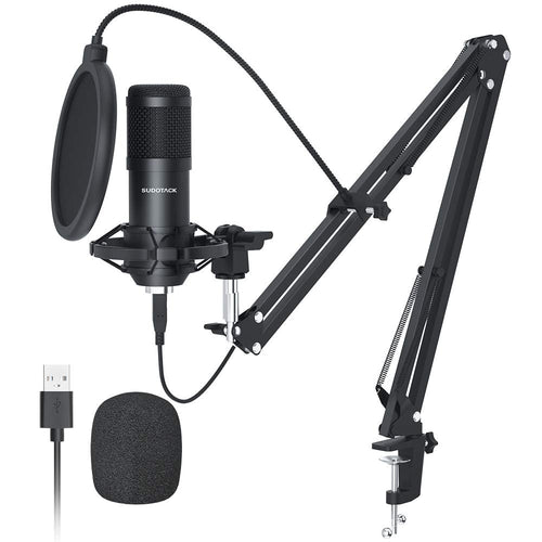 USB Kondensatormikrofon Set mit Gelenkarm, Popfilter & Spinne