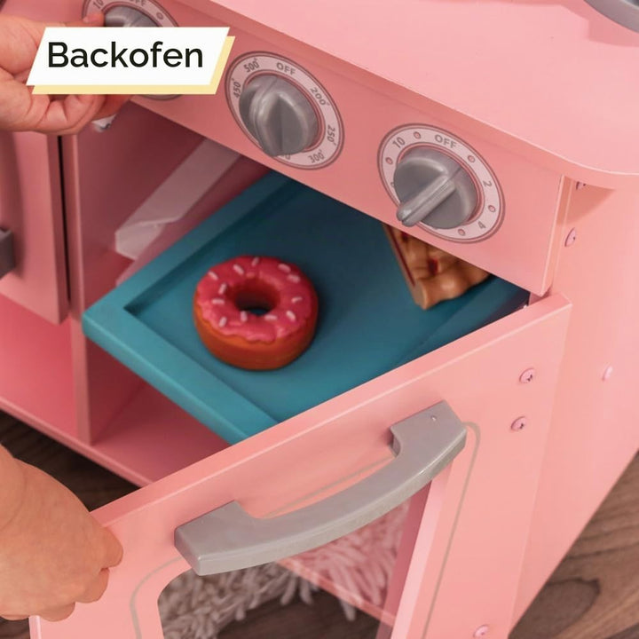 Kinderküche Holz Vintage Rosa mit Telefon &amp; Retro-Kühlschrank - Bild 7